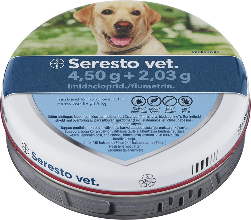 Seresto Vet. Halsband 4,50 g + 2,03 g, för Hund över 8 kg