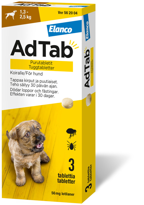 AdTab. 56 mg, tuggtabletter för hund (1,3–2,5 kg)