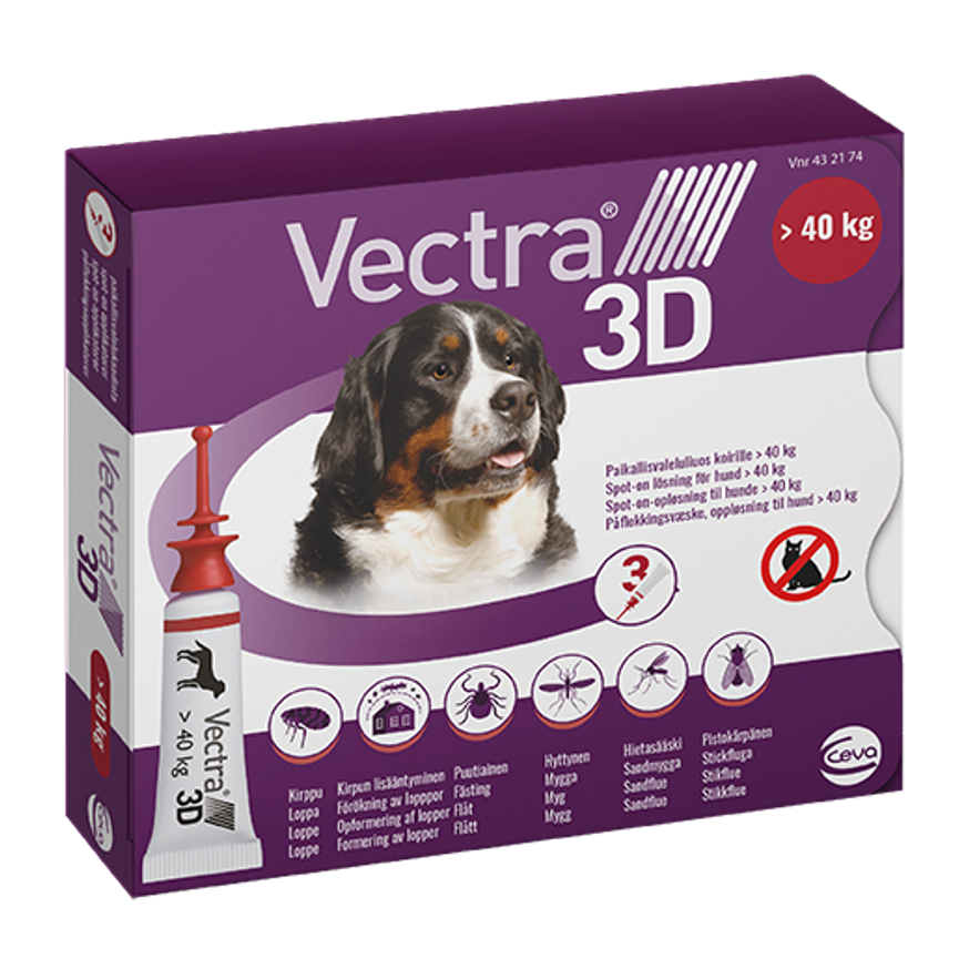 Vectra 3D för Hund. Spot-On Lösning, > 40 kg.