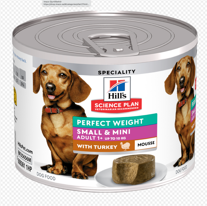 Perfect Weight Hundfoder Small & Mini Adult Mousse med Kalkon