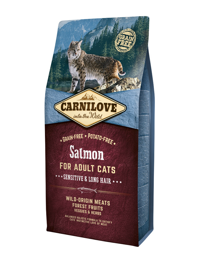 Salmon Adult Sensitive Long Hair Torrfoder för Katt - 6 kg