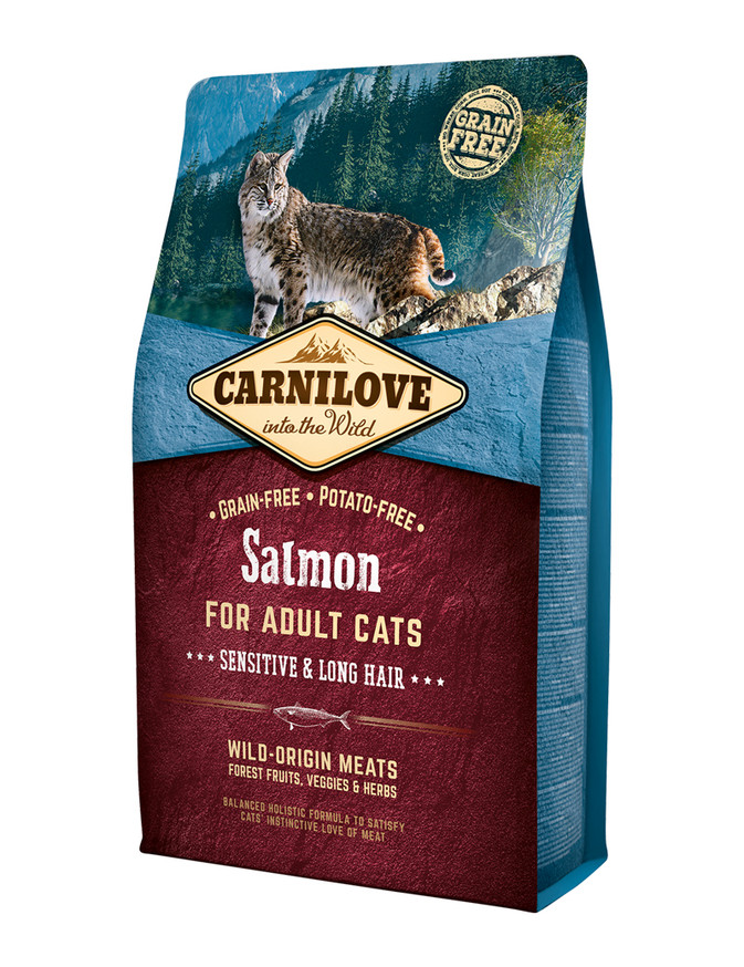 Salmon Adult Sensitive Long Hair Torrfoder för Katt - 2 kg