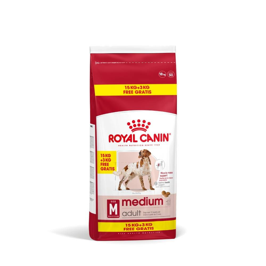 Medium Adult Torrfoder till Vuxna Hundar - 15 + 3 kg