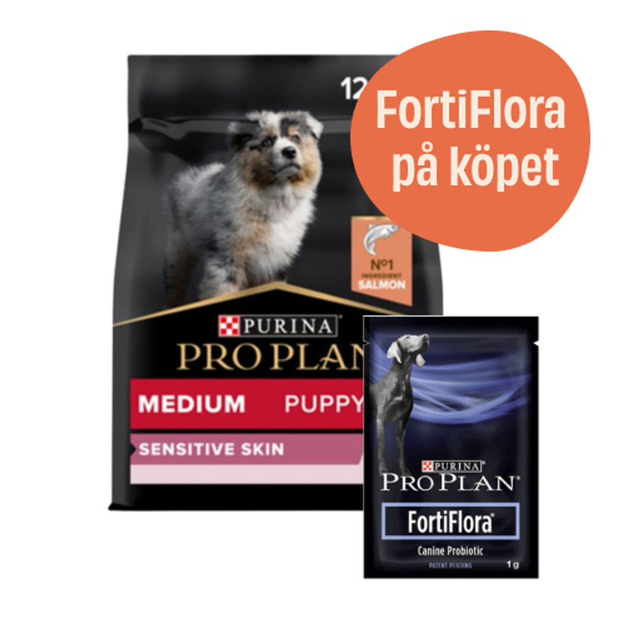 Medium Puppy Sensitive Skin Salmon + 7-pack FortiFlora