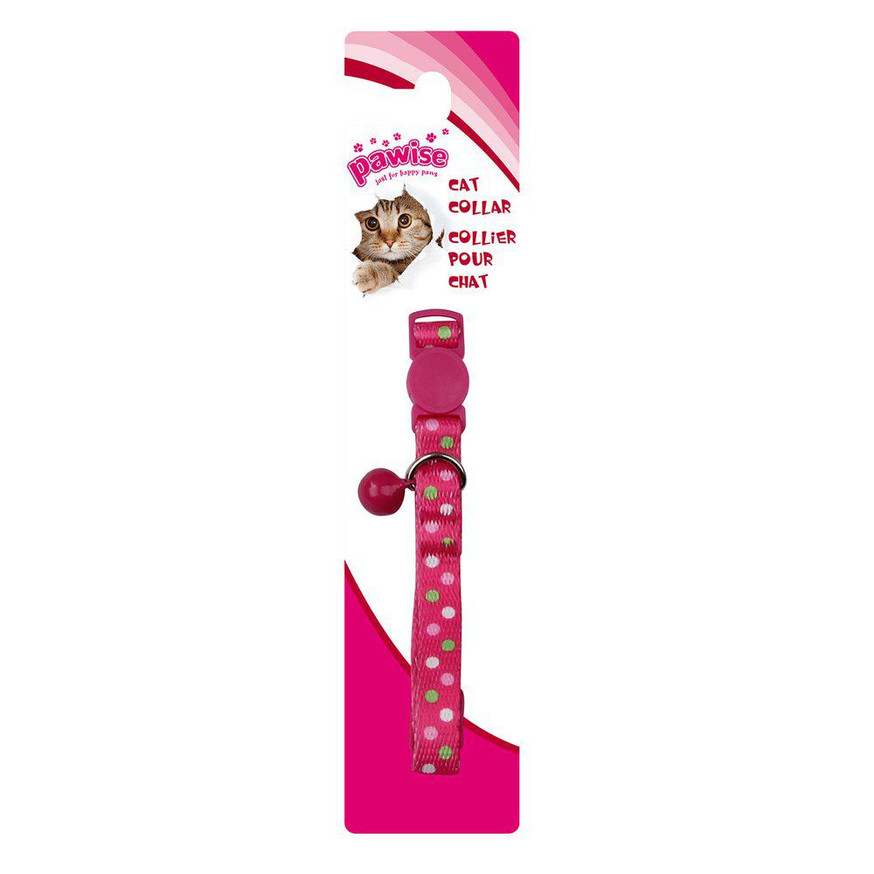 Katthalsband rosa med prickar