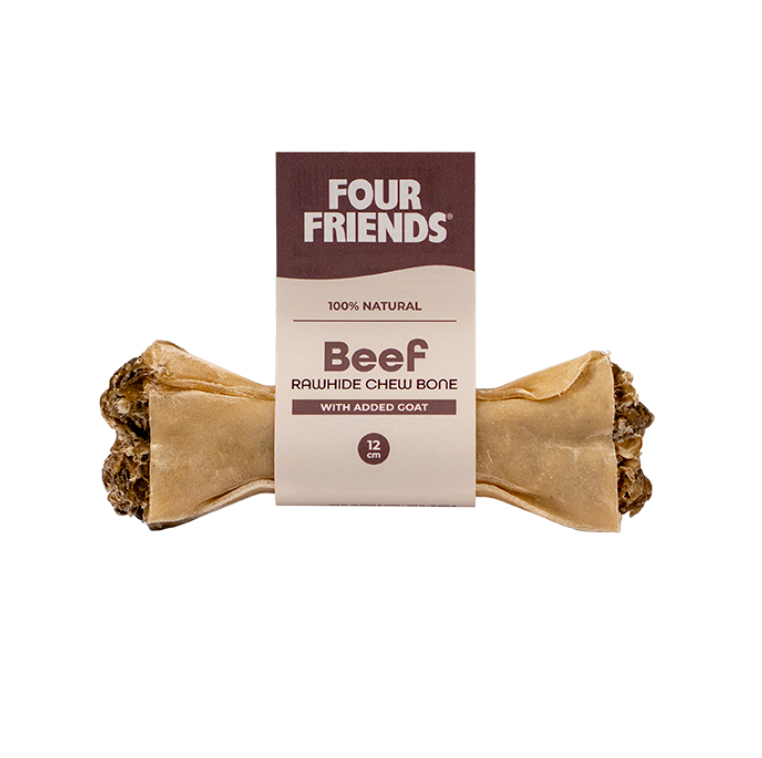 Natural Chews Beef Rawhide Chew Bone with Goat till Hund - 12 cm