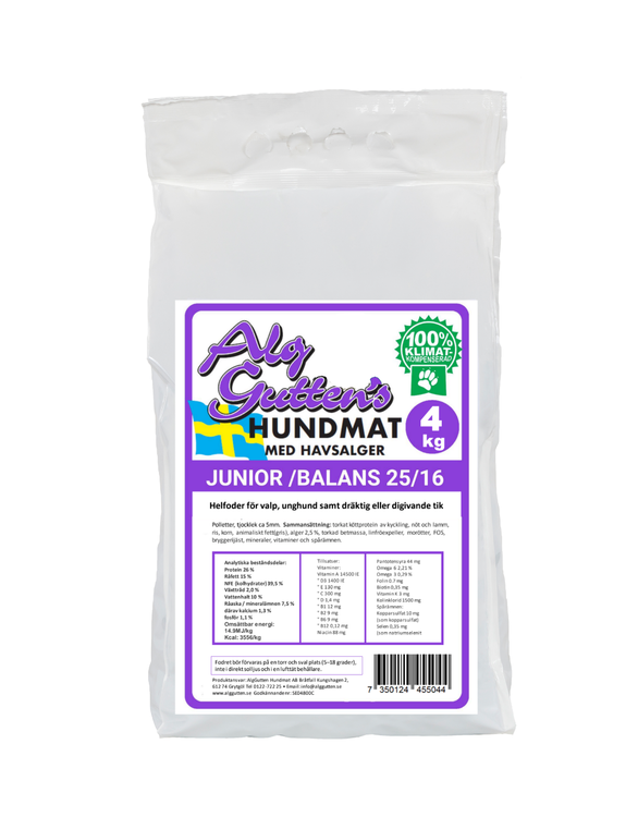 AlgGutten Junior Balans Hundfoder – 4 kg