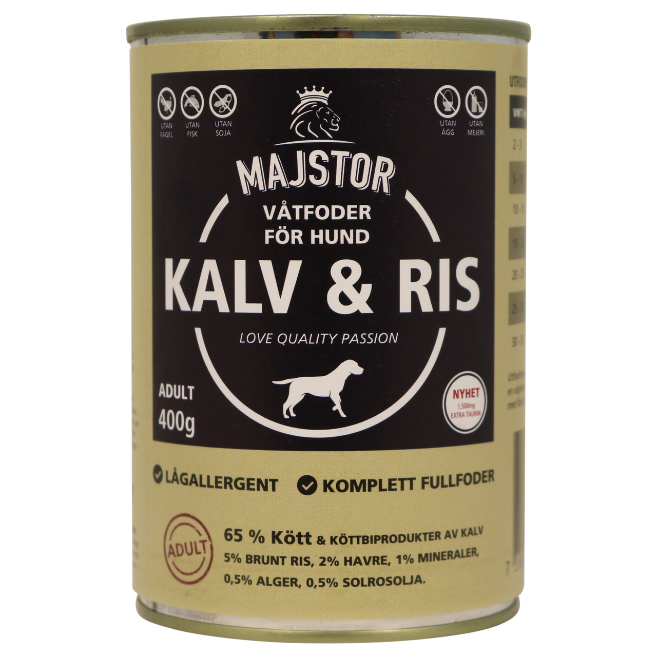 Kalv & Ris Våtfoder Hund – 6 x 400 g