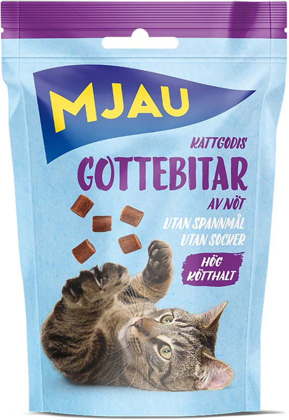 Mjau Gottebitar av nöt Kattgodis – 50 g