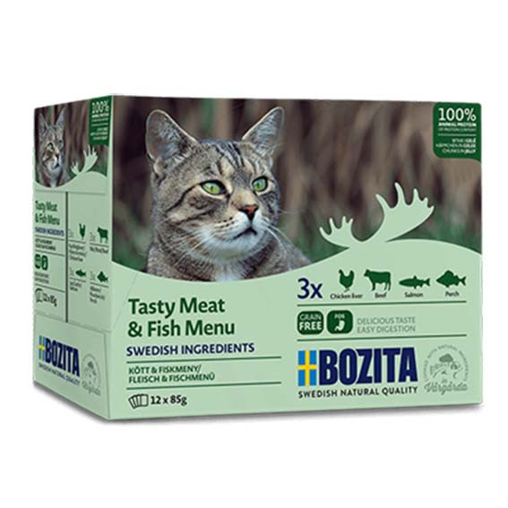 Pouch Multibox Meat & Fish in Jelly 85 g x 12 st - Portionspåsar - Katt - Kattfoder & kattmat - Blötmat & våtfoder till katt - Bozita Katt - ZOO.se