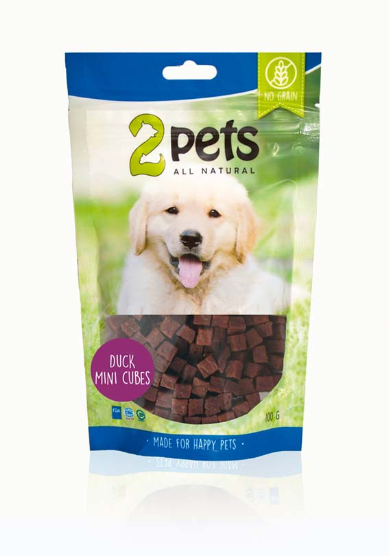 2pets Duck Minicubes hundgodis – 400 g