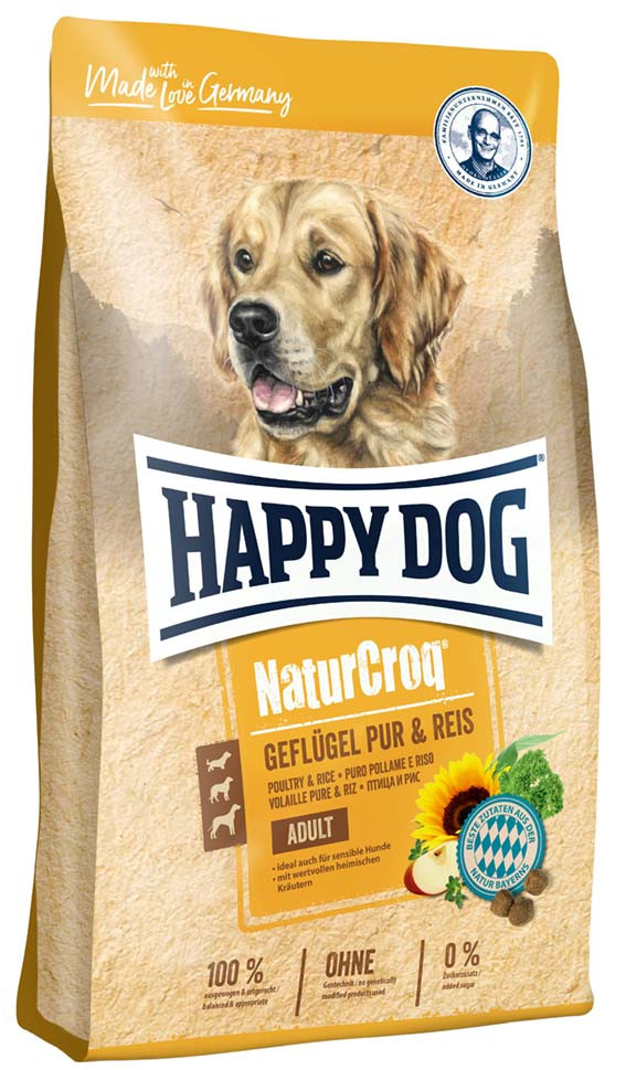 HappyDog NaturCroq Fågel & Ris Hundfoder – 4 kg