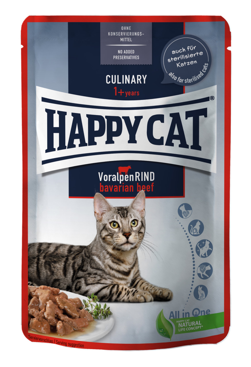 HappyCat Kött i Sås Nötkött – 24 st x 12 g