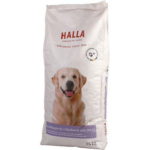 Halla Hundfoder Kyckling & Ris – 15 kg