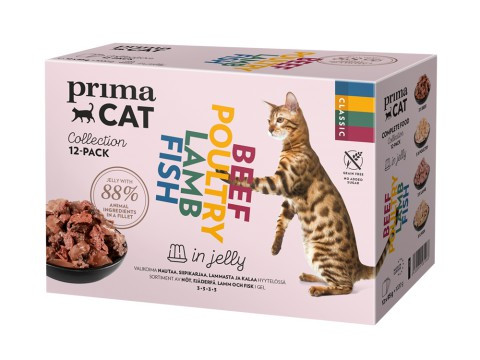 PrimaCat Våtfoder Multipack i Gelé – 12 x 85 g