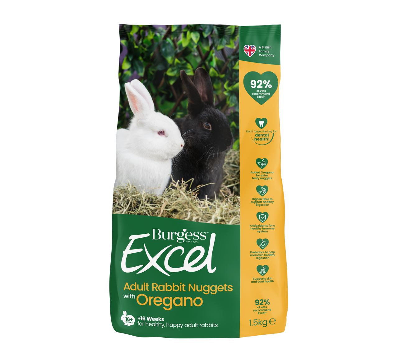 Excel Oregano Kaninfoder för Vuxna Kaniner – 1,5 kg