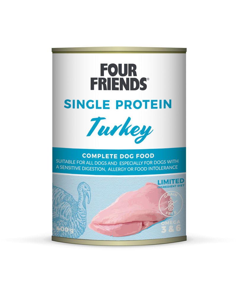 Single Protein Turkey Våtfoder för hund – 6 st x 400 g