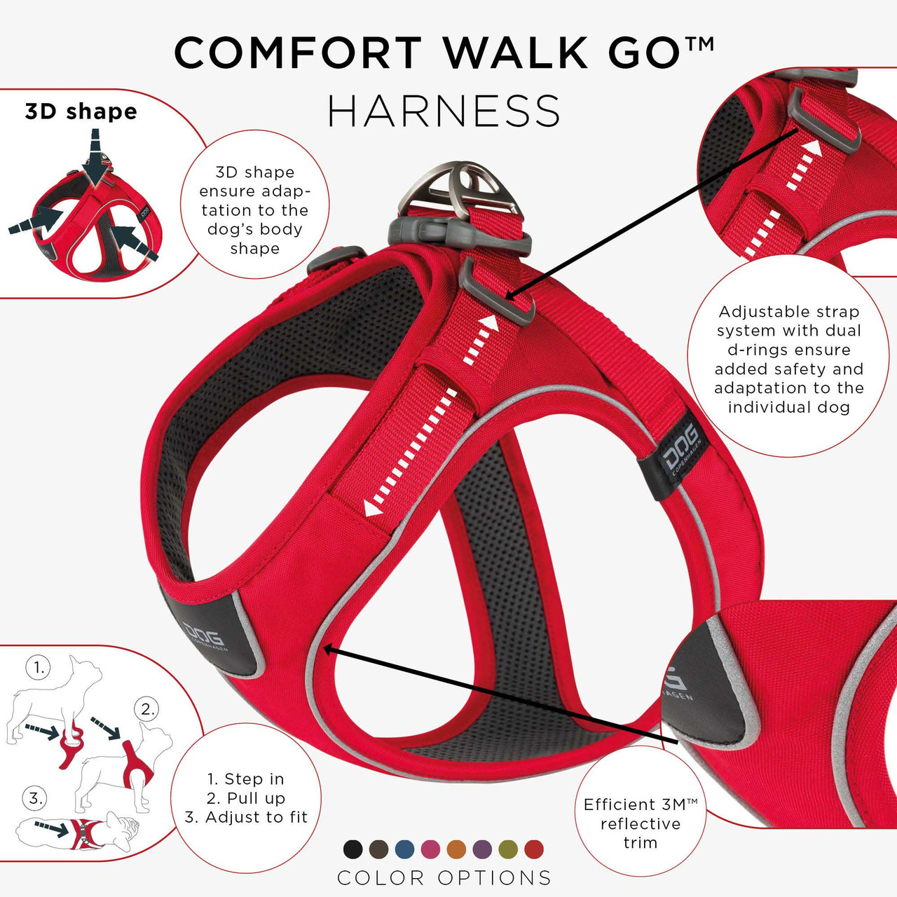 Comfort Walk Go Harness – M / Classic Red