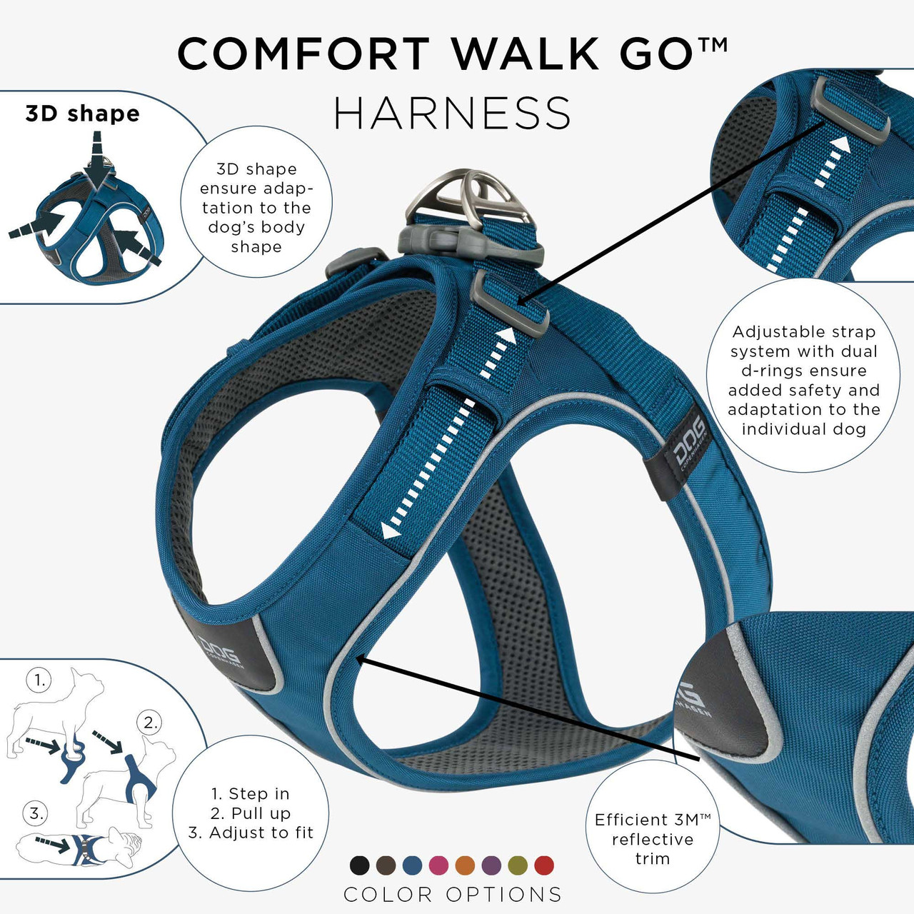 Comfort Walk Go Harness – M / Ocean Blue