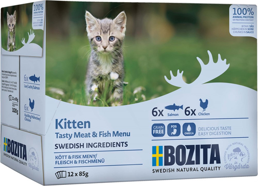 Kitten Multibox Kött & Fisk i Sås – 12 x 85 g