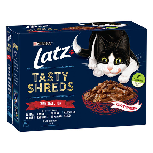Tasty Shreds Farm Selection V&aring;tfoder i S&aring;s till Katt - 12 x 80 g