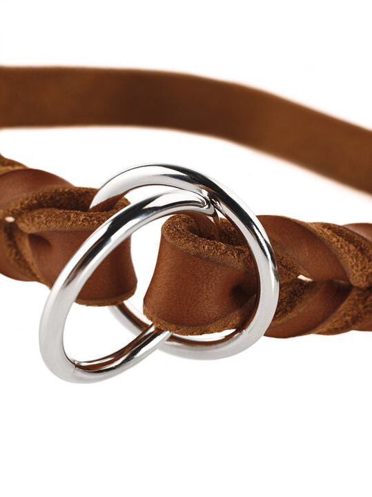 Solid Education Oxläderhalsband halvstryp – 50 Cognac