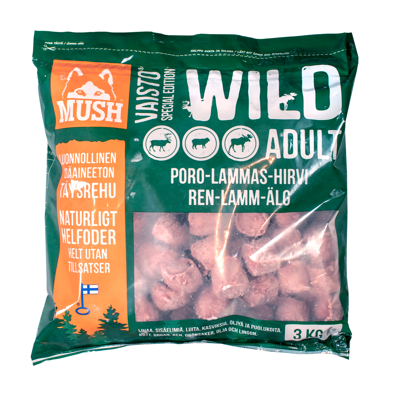 Vaisto® Wild Köttbullar Ren-Lamm-Älg hundfoder - 3 kg