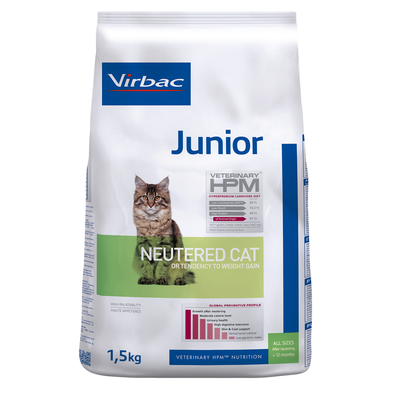 Junior Neutered Torrfoder till Kattunge - 1,5 kg