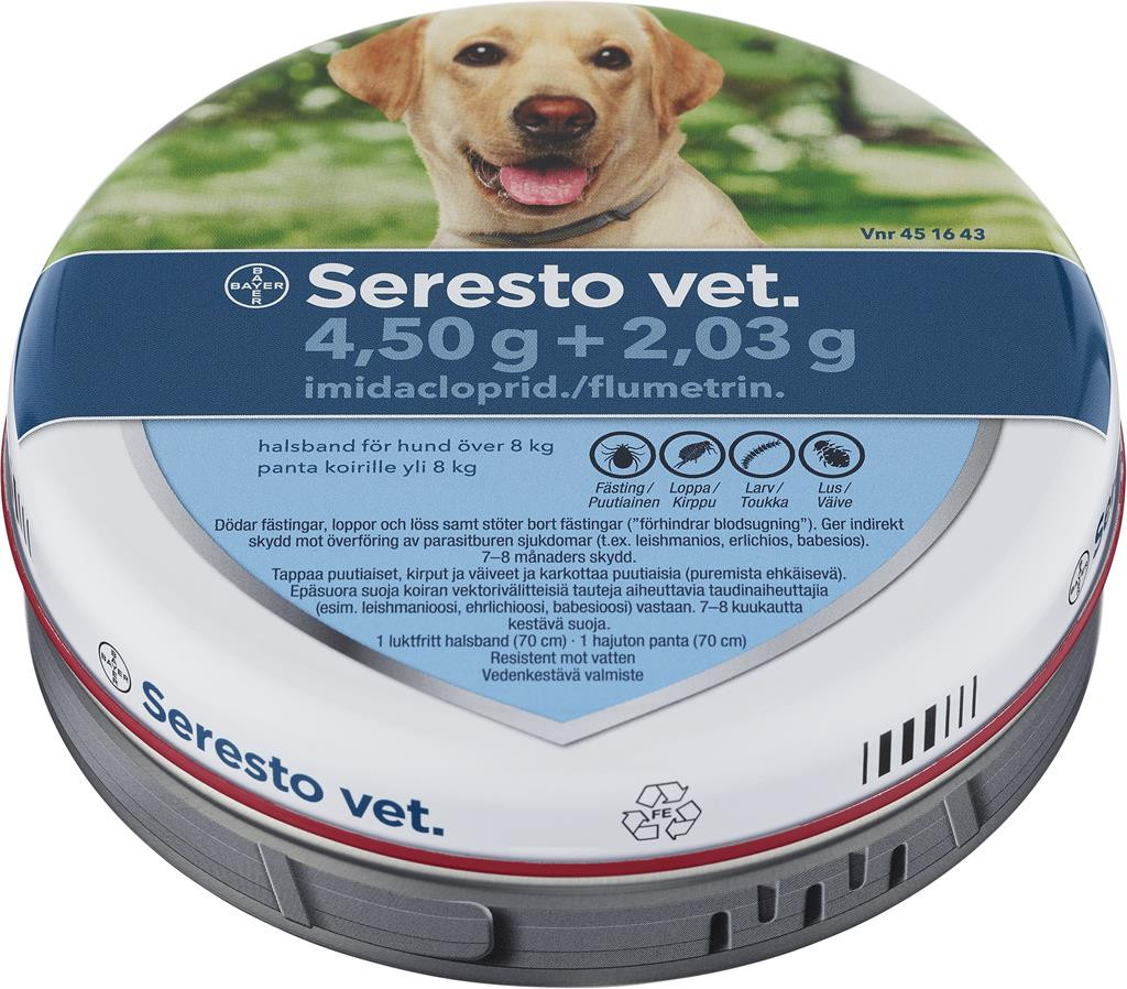 Seresto Vet. Halsband 4,50 g + 2,03 g för Hund över 8 kg – 1 st/frp