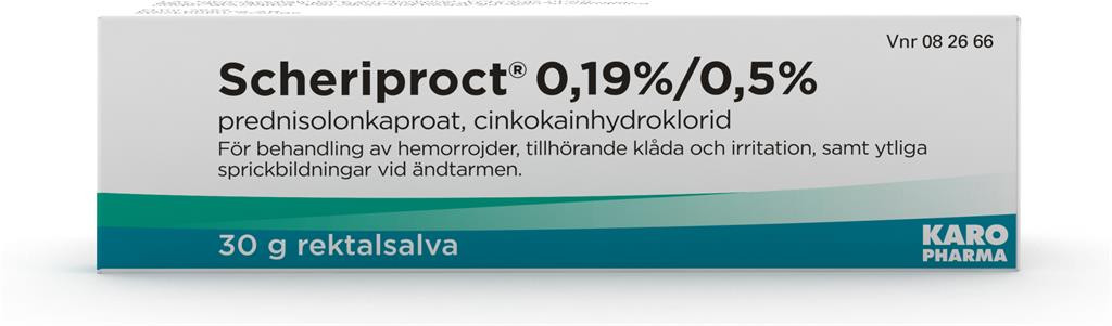 Scheriproct. Rektalsalva, 0,19%/0,5%, 30 g. - 1 tub/30 g