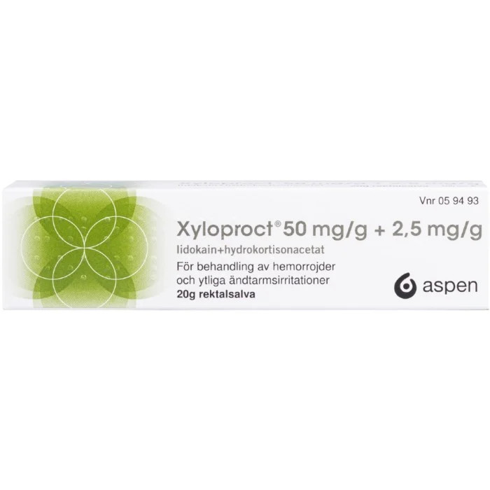 Xyloproct®. Rektalsalva 50 mg/g + 2,5 mg/g – 20 g