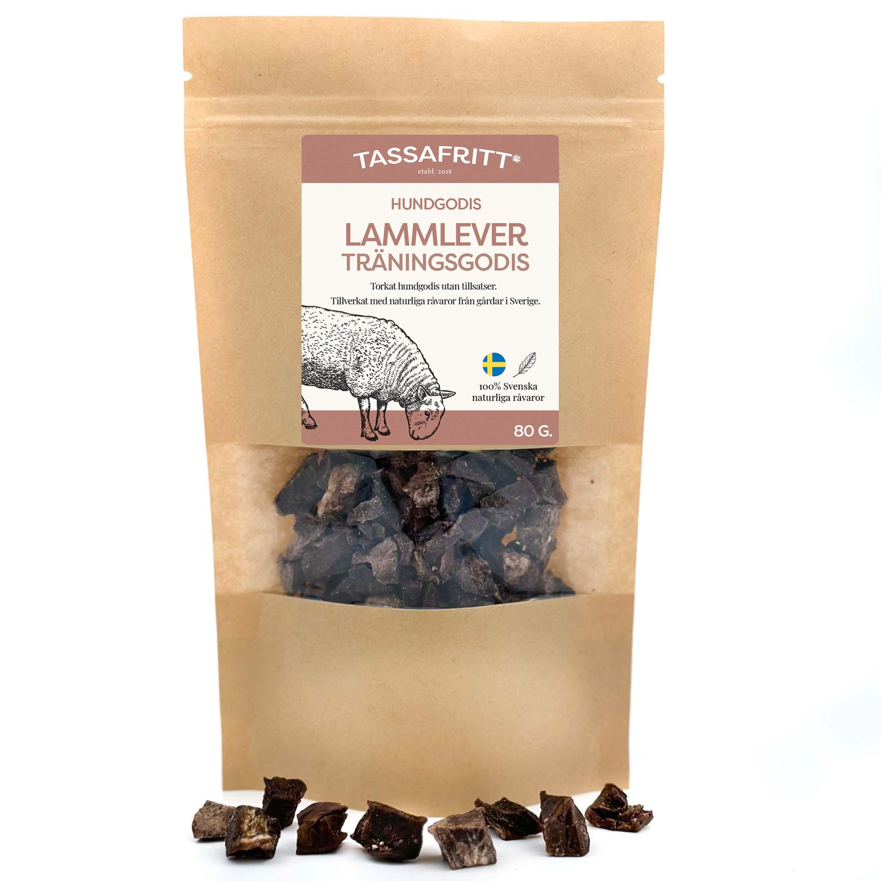 Svenskt Träningsgodis Lammleverbitar - 80 g