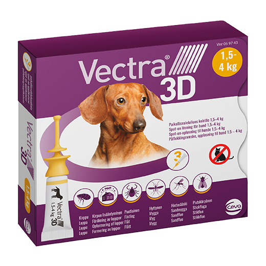 Vectra 3D för Hund. Spot-On Lösning 1,5 – 4 kg. – Pipett 3 st (3 x 0,8 ml)