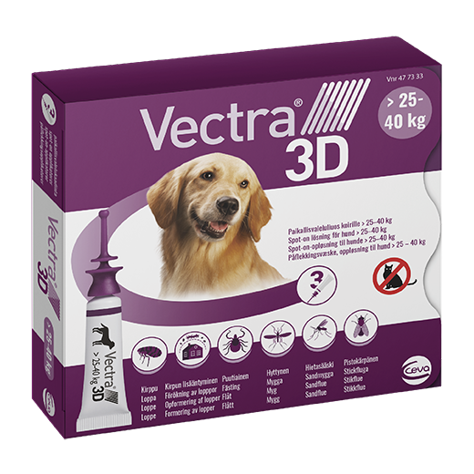 Vectra 3D för Hund. Spot-On Lösning, 25 - 40 kg. - Pipett, 3 st (3 x 4,7 ml)