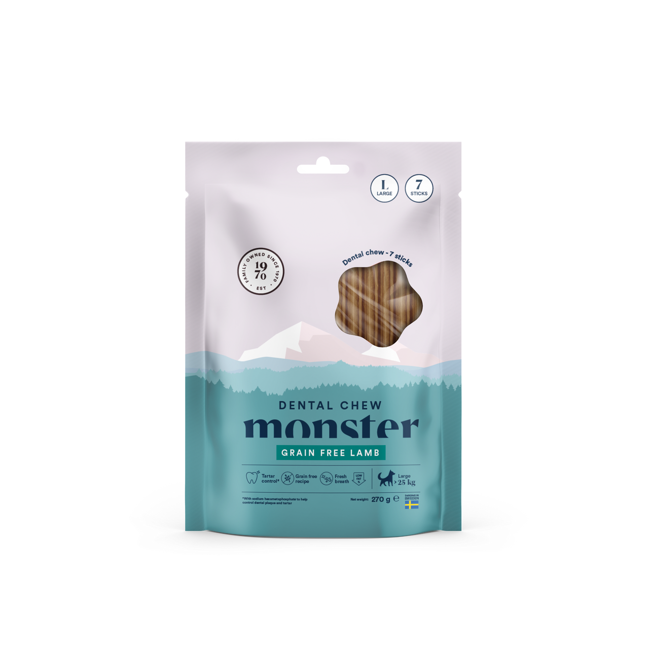 Monster Dental Chew Lamb Tuggpinne 7 st – Small