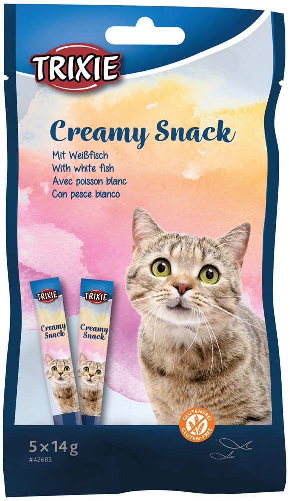 Creamy Snack Vit Fisk Topping till Katt - 5 st x 14 g