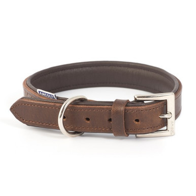 Vintage Leather Padded Collar för hund – 35-43 cm