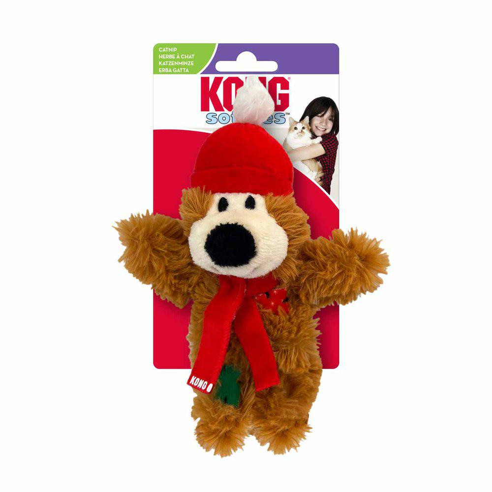 KONG Holiday Softies Bear Kattleksak – Mjuk Björn