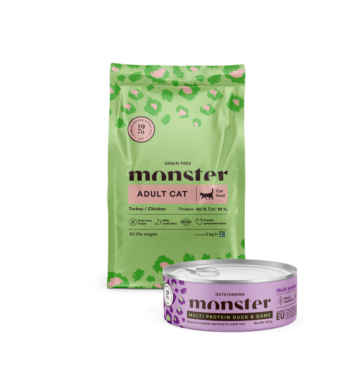 Monster torrfoder 2kg + Gåva Monster våtfoder – Big Cat Original Chicken & Turkey Torrfoder