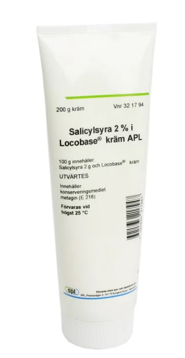 Salicylsyra 2% i Locobase® kräm APL - Tub, 200 g.