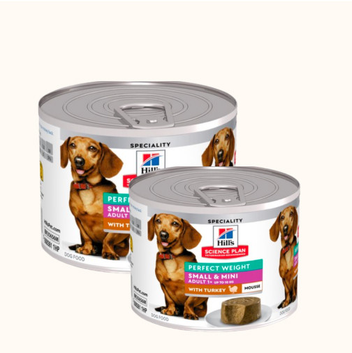 Köp 2 Perfect Weight Mousse för Small & Mini hund – Spara 25% – 2 förpackningar 12 x 200 g