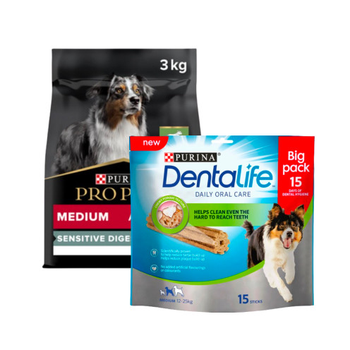 Köp Medium Adult Sensitive Digestion – Få Dentalife på köpet – 3 kg