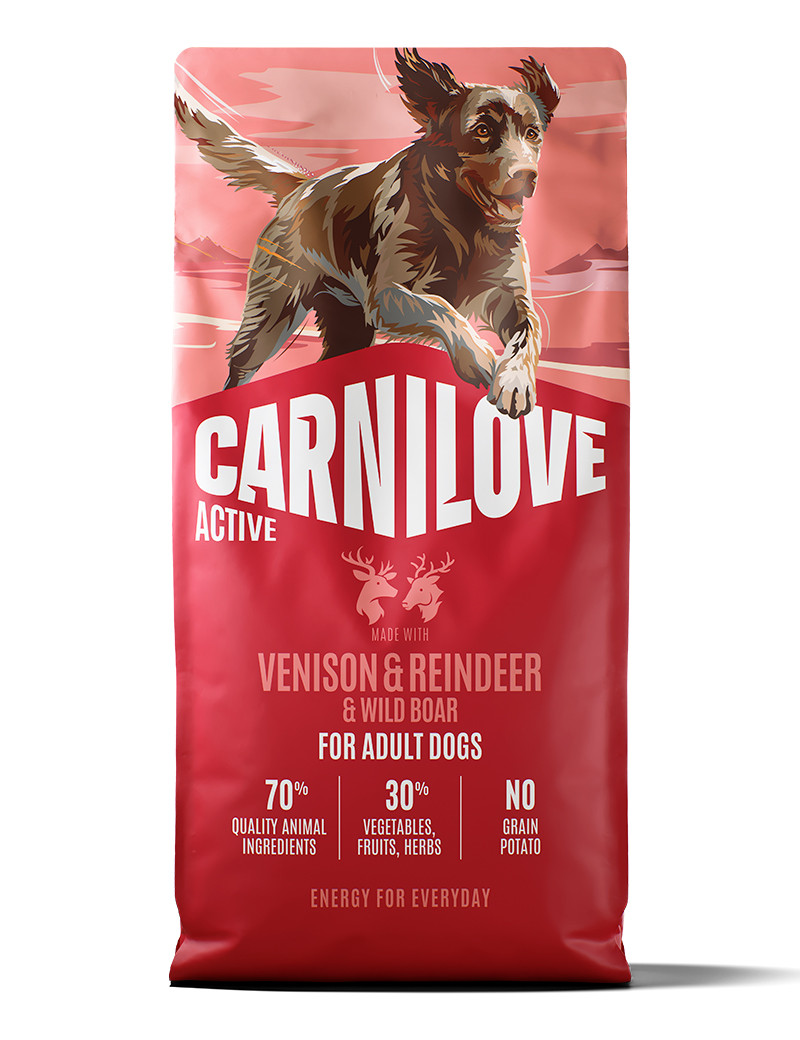 Venison &amp; Reindeer &amp; Wild Boar Active Adult Torrfoder f&ouml;r Vuxna Hundar - 12 kg