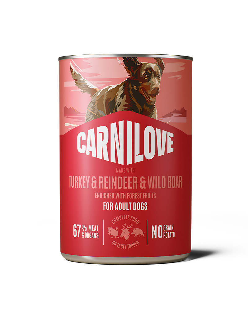 Wild Meat Turkey, Venison & Reindeer Våtfoder till Hund - 6 x 400 g | Djurtyp - Hund - Hundmat - Våtfoder | DogStyle