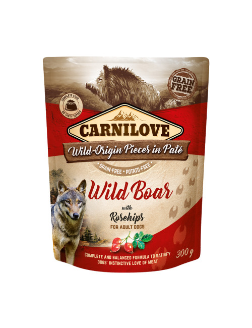 Pouch Paté Wild Boar with Rosehips Våtfoder till Hund – 12 x 300 g