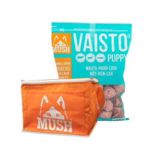 Vaisto® Köttbullar Puppy Nöt-Ren-Lax + Kylväska - Köttbullar (4 x 800g) + Kylväska