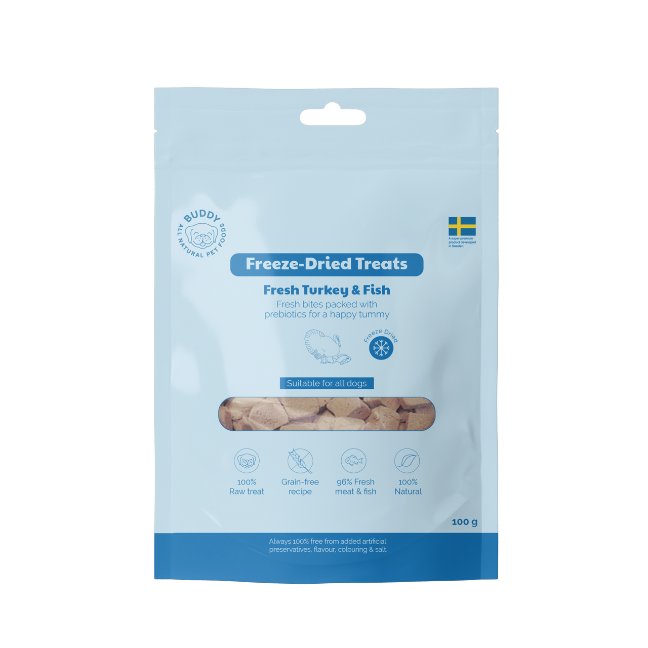 Freeze-dried Hundgodis Raw Turkey & Fish - 100 g