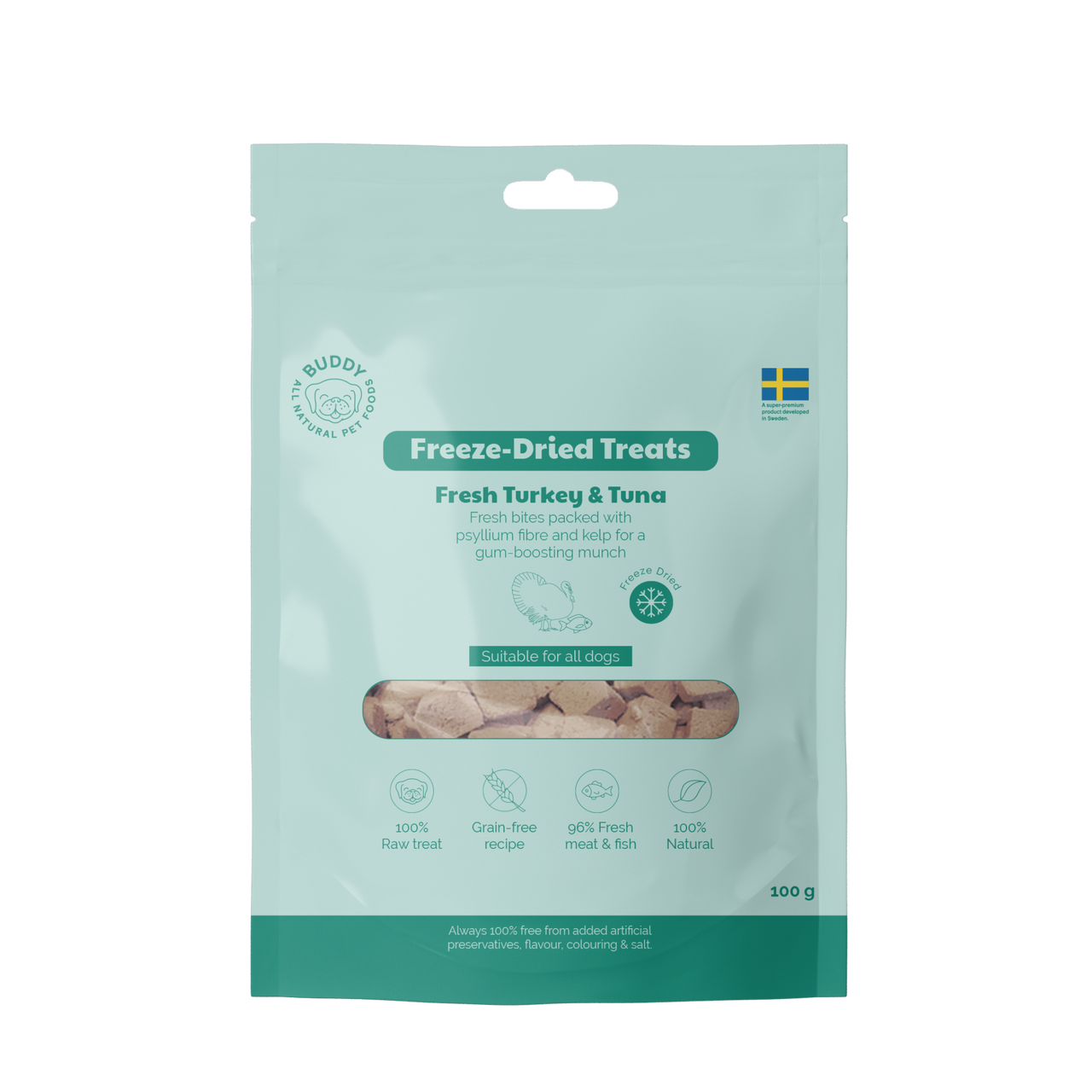 Freeze-dried Hundgodis Raw Turkey & Tuna - 100 g