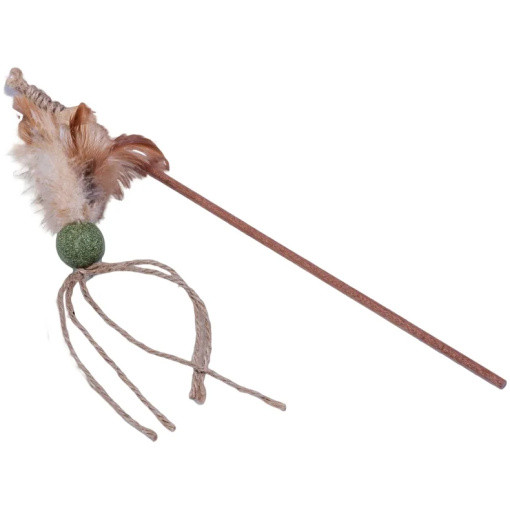 Kattspö i trä med kula/snöre och fjädrar från Quapas - Kattspö