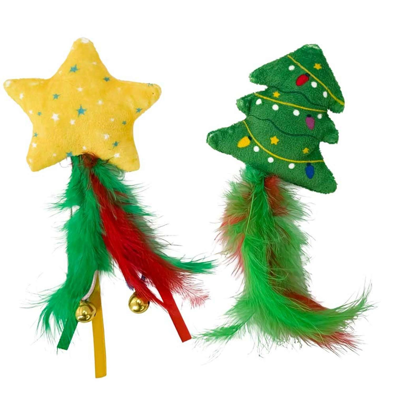 Xmas Plysch Star & Tree Kattleksak 2-pack - Julgran + Julstjärna